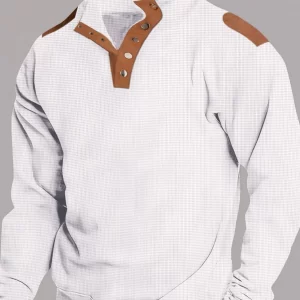 Men's Full Size Quarter Snap Long Sleeve Top Plus Size