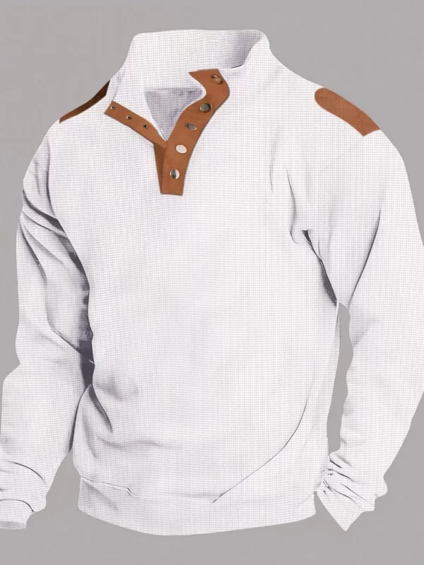 Men's Full Size Quarter Snap Long Sleeve Top Plus Size