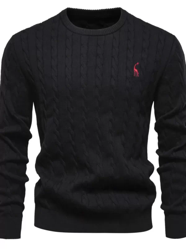 Men's Cable-Knit Round Neck Long Sleeve Sweater - Image 9