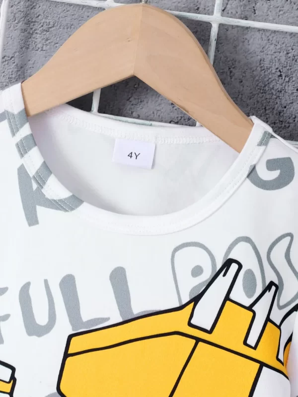 Children's Round Neck Cartoon Graphic T-Shirt and Shorts Set - Image 6