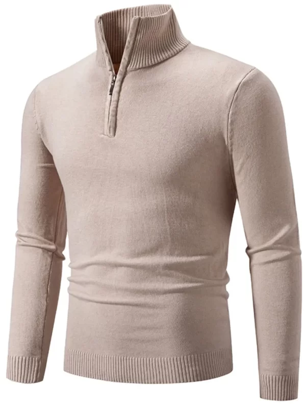 Men's Plus Size Quarter Zip Long Sleeve Knit Top - Image 7