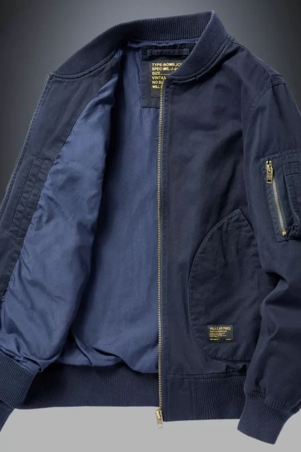Men's Plus Size Zip Up Baseball Collar Bomber Jacket - Image 2