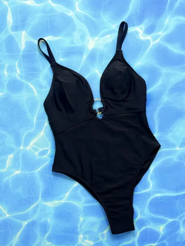 Crisscross Spaghetti Strap Plunge One-Piece Swimwear - Image 4