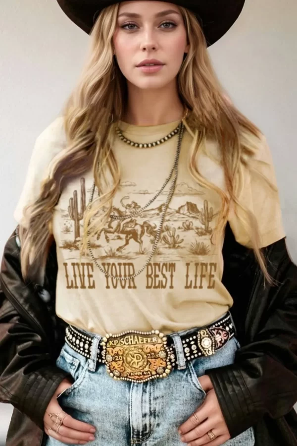 LIVE YOUR BEST LIFE Western Graphic Short Sleeve T-Shirt - Image 11
