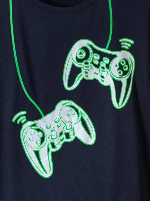 Children's Graphic Round Neck T-Shirt and Pants Set - Image 4