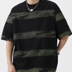 Men's Plus Size Basic style Round Neck Striped T-Shirt