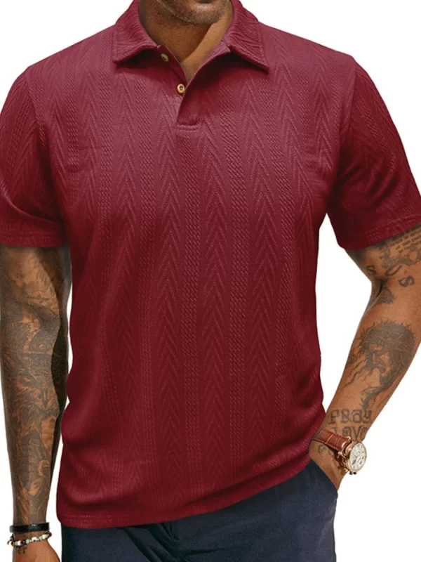 Men's Classic Chevron Textured Polo Shirt - Image 5