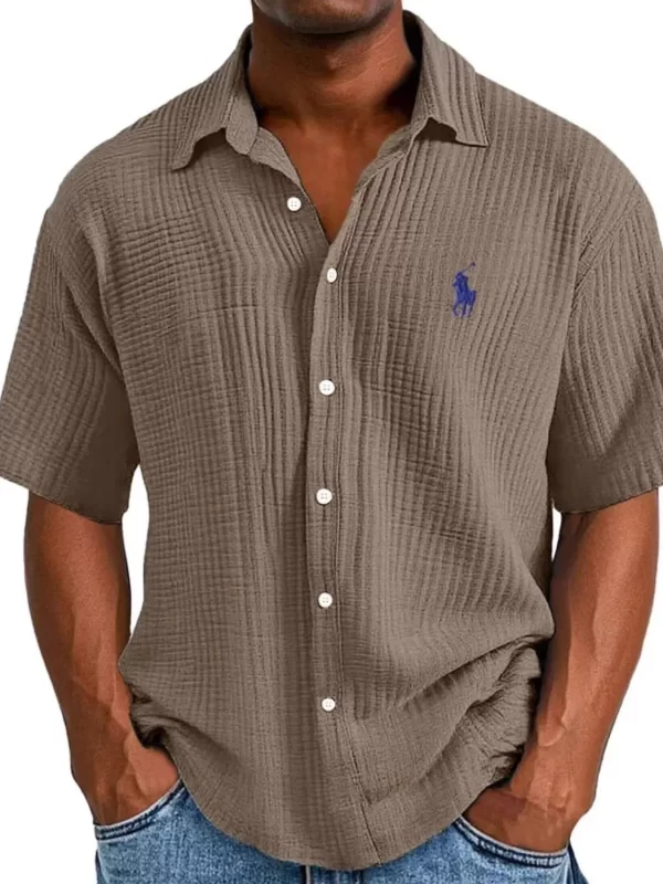 Men's Full Size Button Up Short Sleeve Shirt Plus Size - Image 3