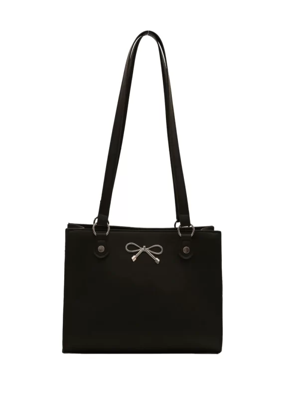 Bow PU Leather Shoulder Bag - Image 5