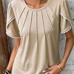 Full Size Round Neck Petal Sleeve Blouse Plus Size