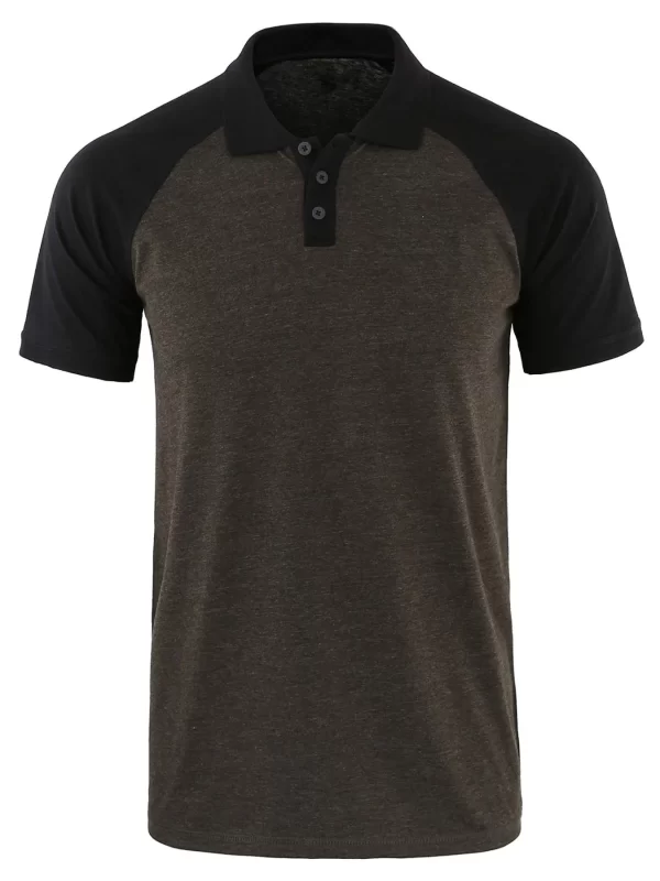 Men's Casual Raglan Sleeve Two-Tone Polo Shirt - Image 5