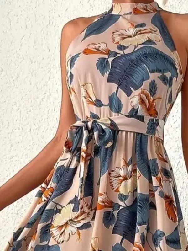 Tied Floral Sleeveless Dress - Image 9