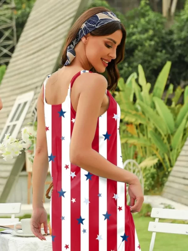 Striped & Star Scoop Neck Midi Cami Dress - Image 5