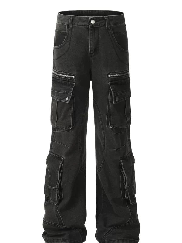 Men's Multi-Pocket Cargo Wide Leg Jeans - Image 4