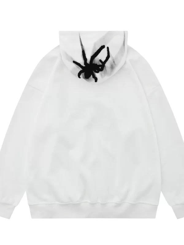 Men's Spider Graphic Oversized Hoodie with Side Button Details - Image 14