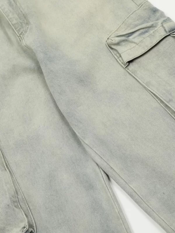 Men's Washed Multi-Pocket Straight Cargo Jeans - Image 6