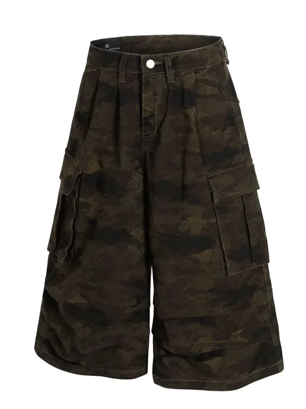 Men's Camouflage Cargo Wide Leg Shorts - Image 13