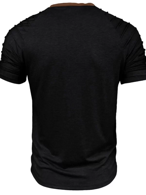 Men's Full Size Casual Henley Short Sleeve Top with Contrast Collar Plus Size - Image 11