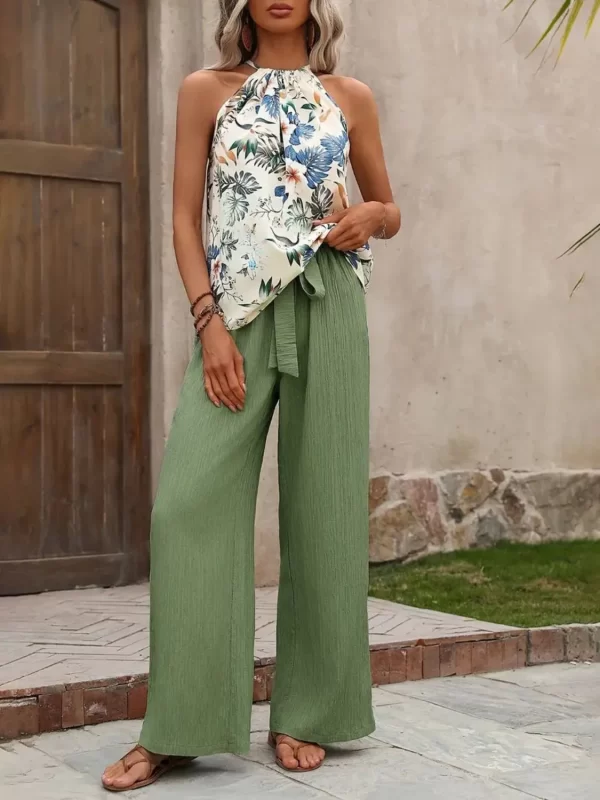 Printed Tank Top and Wide Leg Pants Set - Image 19