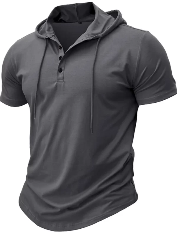 Men's Full Size Casual Hooded Henley T-Shirt Plus Size - Image 11