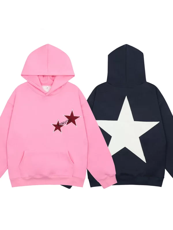 Men's Contrast Star Long Sleeve Hoodie