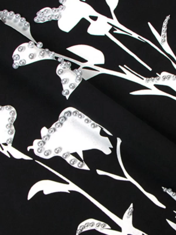 Men's Flower Pearl Detail Oversized Short Sleeve T-Shirt - Image 3
