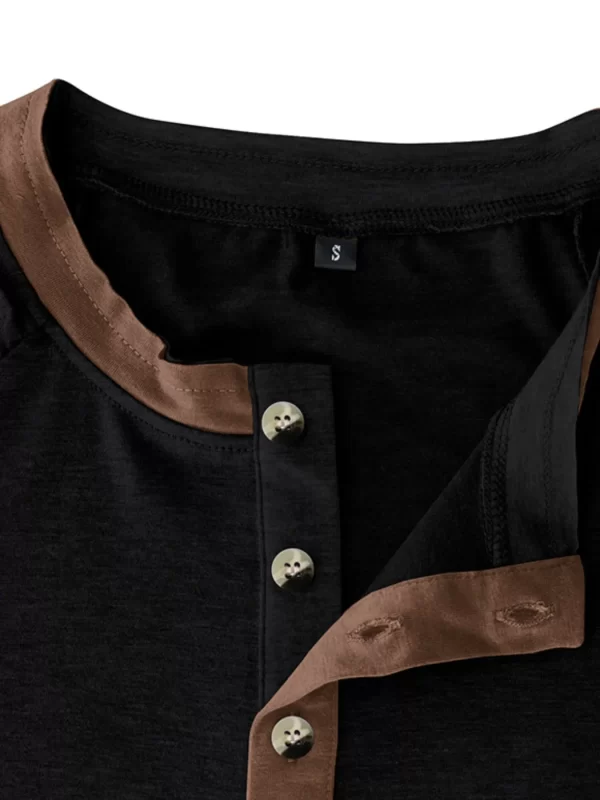 Men's Full Size Casual Henley Short Sleeve Top with Contrast Collar Plus Size - Image 10