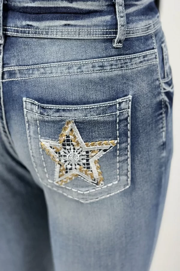 Star Embroidered Bootcut Jeans - Image 6