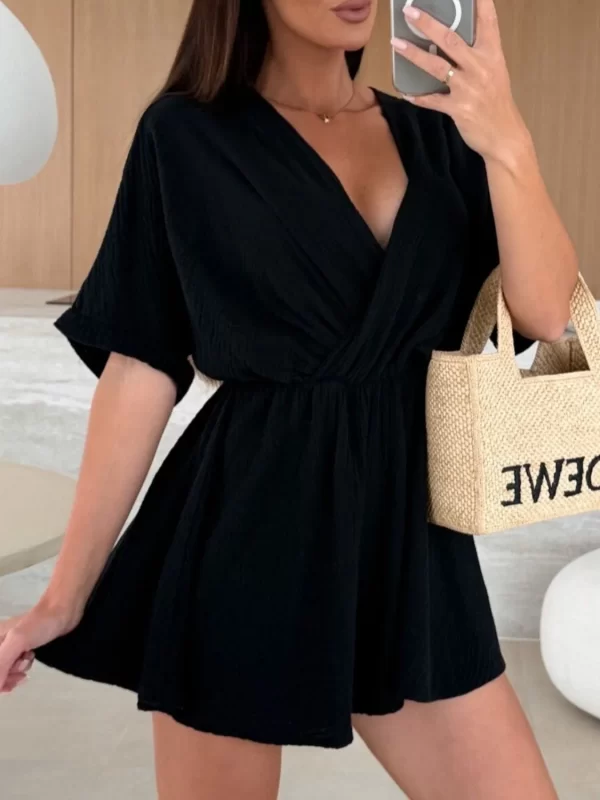 Surplice Half Sleeve Wrap Romper - Image 22