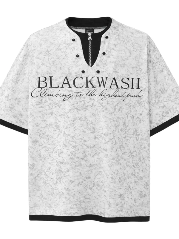 Men's Letter Graphic Round Neck Short Sleeve Contrast Trim T-Shirt - Image 12