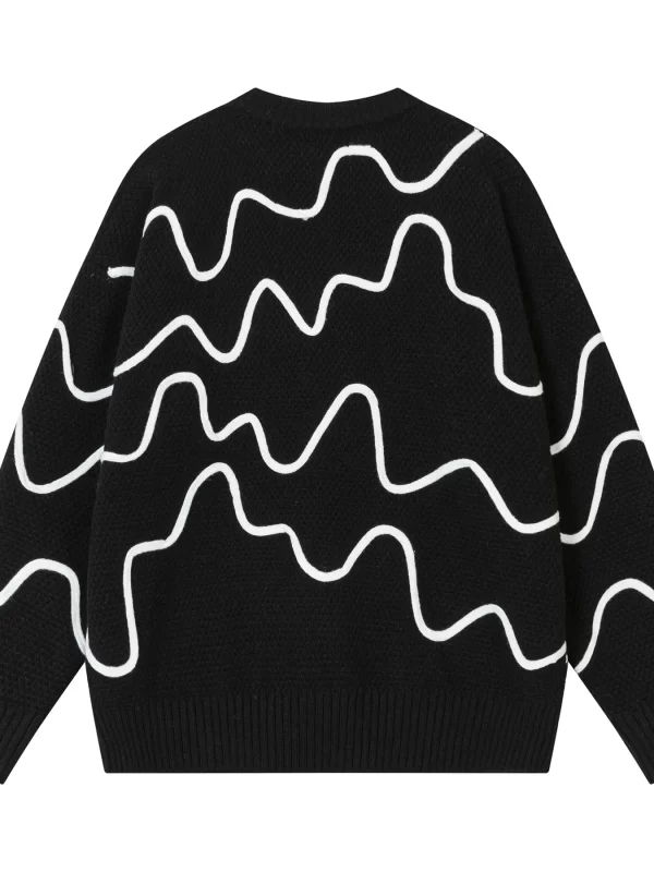 Men's Wave Pattern Knit Pullover Sweater - Image 4