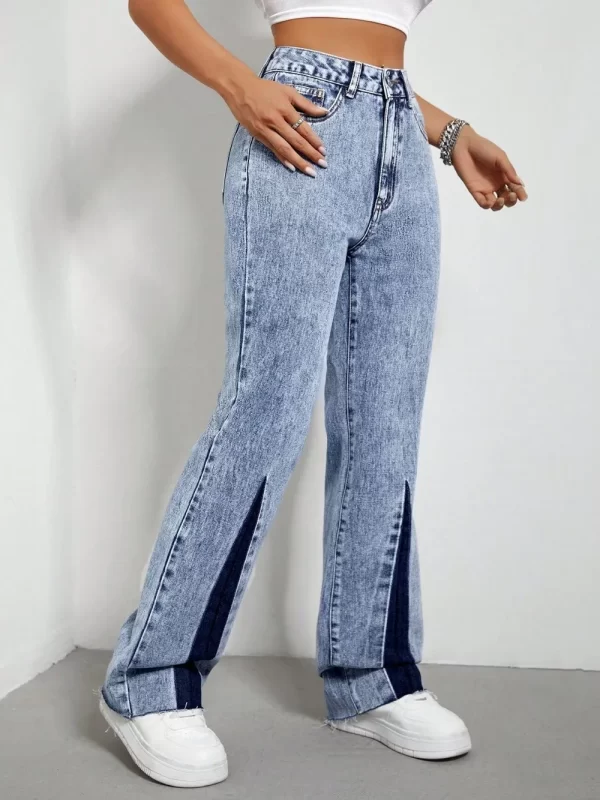 Contrast Bootcut Jeans with Pockets - Image 4
