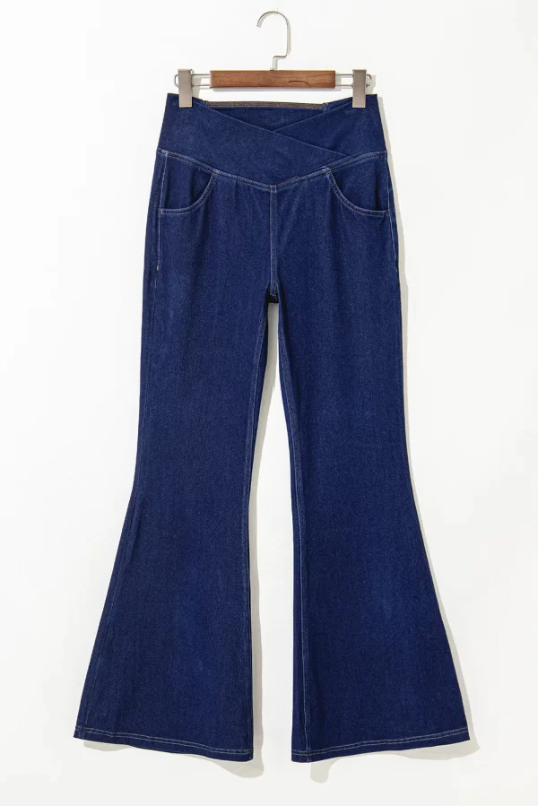 Asymmetric Waist Flare Jeans - Image 3