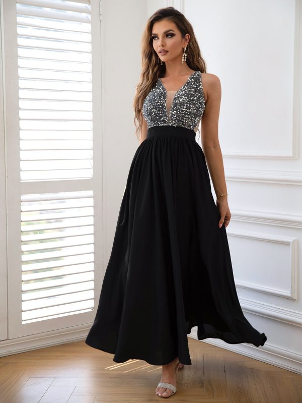 Contrast Sequin Sleeveless Maxi Dress - Image 3