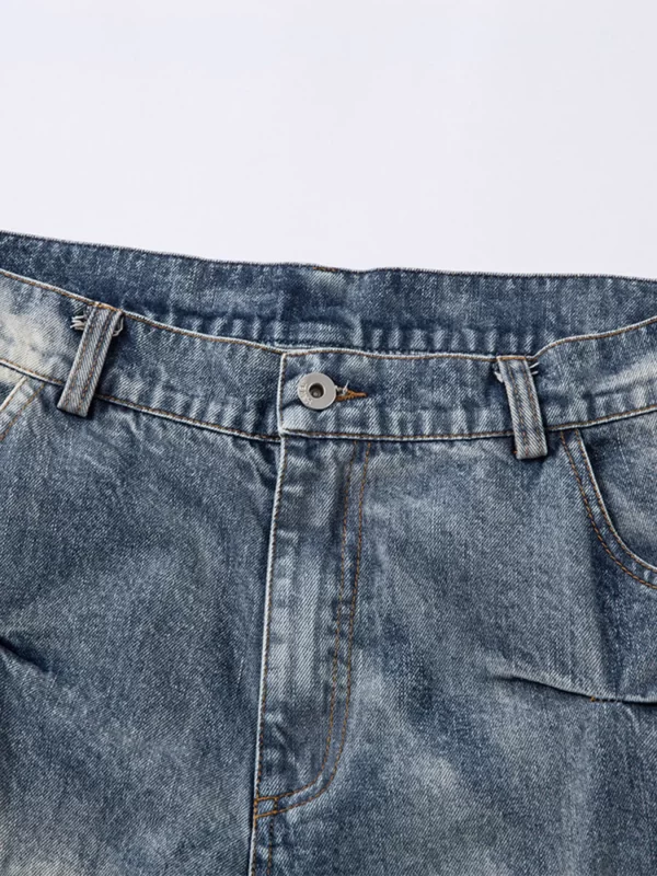 Men's Washed Wide Leg Pleated Jeans - Image 8
