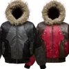 Men's Faux Fur Hooded Contrast Bomber Jacket