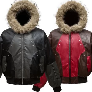 Men's Faux Fur Hooded Contrast Bomber Jacket