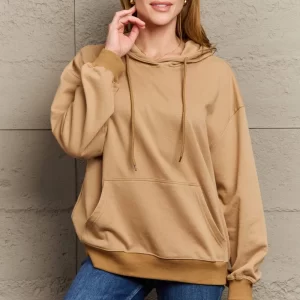 Full Size Long Sleeve Dropped Shoulder Hoodie