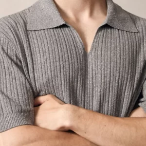 Men's Plus Size Johnny Collar Half Sleeve Knit Polo