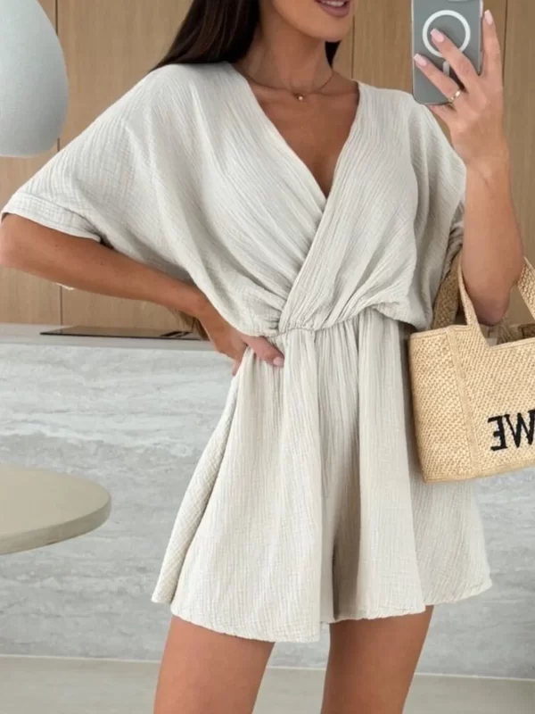 Surplice Half Sleeve Wrap Romper - Image 15