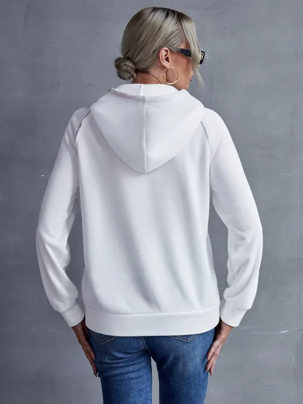 Ivy Lane Contrast Stitching Drawstring Raglan Sleeve Hoodie - Image 3