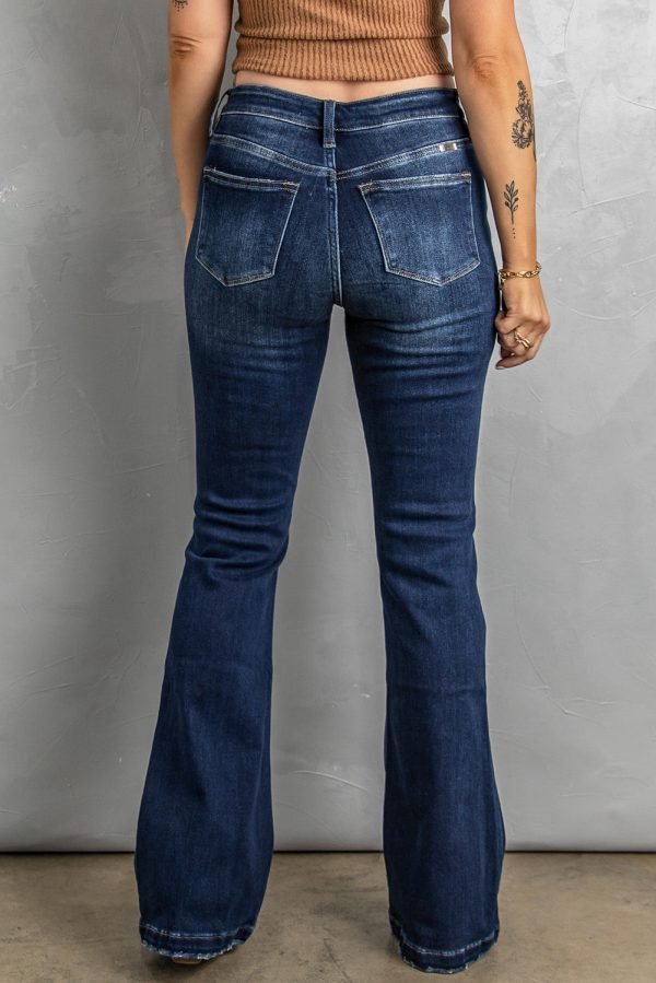 Button Fly Distressed Bootcut Jeans - Image 3