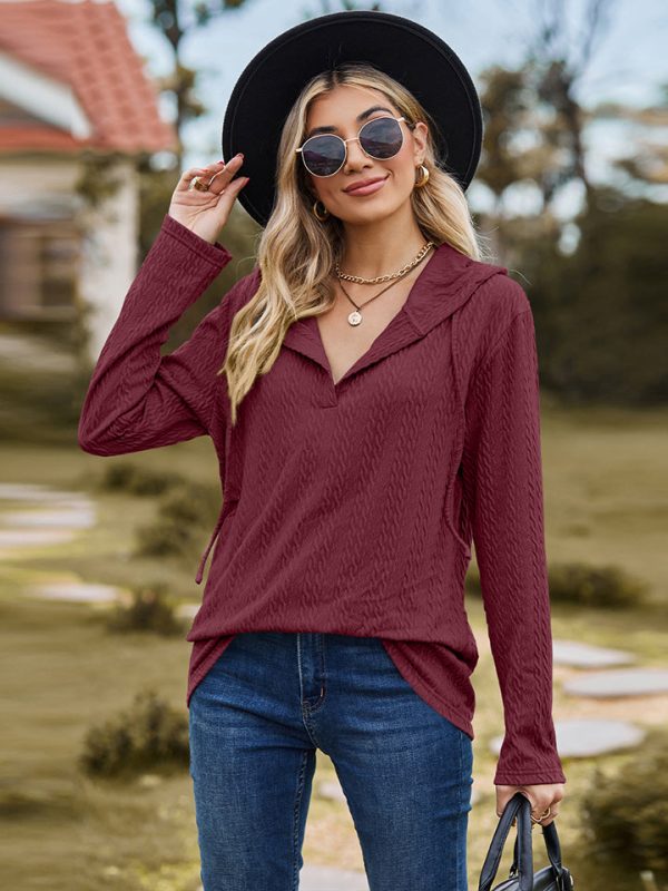 Cable-Knit Hooded Blouse - Image 2