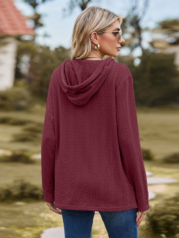 Cable-Knit Hooded Blouse - Image 3