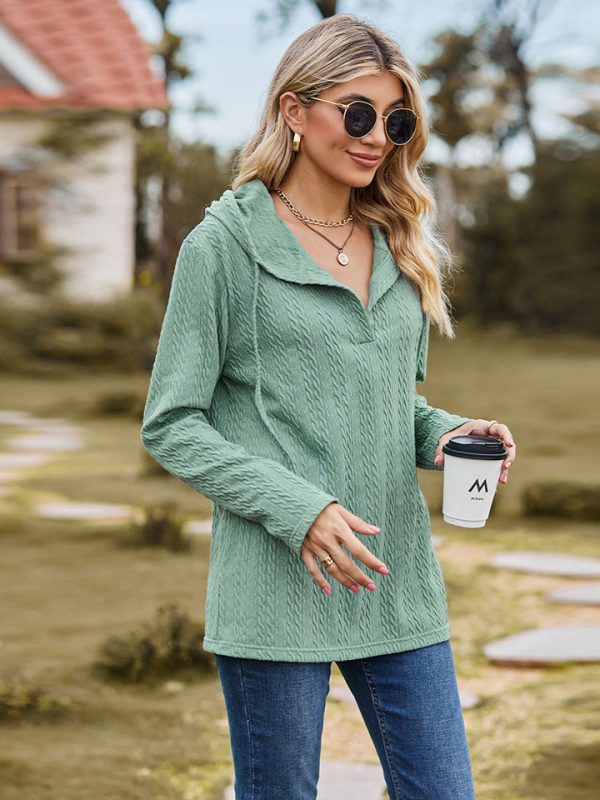 Cable-Knit Hooded Blouse - Image 5