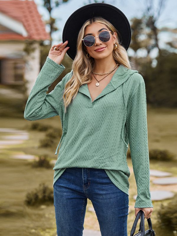 Cable-Knit Hooded Blouse - Image 2