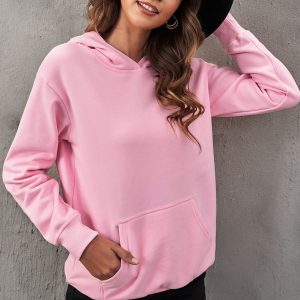 Dropped Shoulder Kangaroo Pocket Hoodie