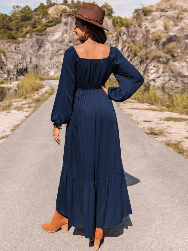 Long Sleeve Lace Trim Maxi Dress - Image 3