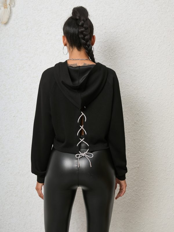 Lace-Up Long Sleeve Hoodie - Image 3