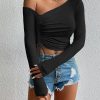 Ivy Lane Asymmetrical Long Sleeve Side Tie Blouse